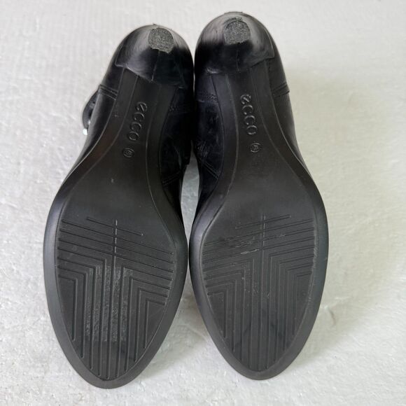 Size 40 / 9 - 9.5 - Ecco Shape Stiletto 75 Sleek Black Leather Booties Studded - Picture 6 of 10